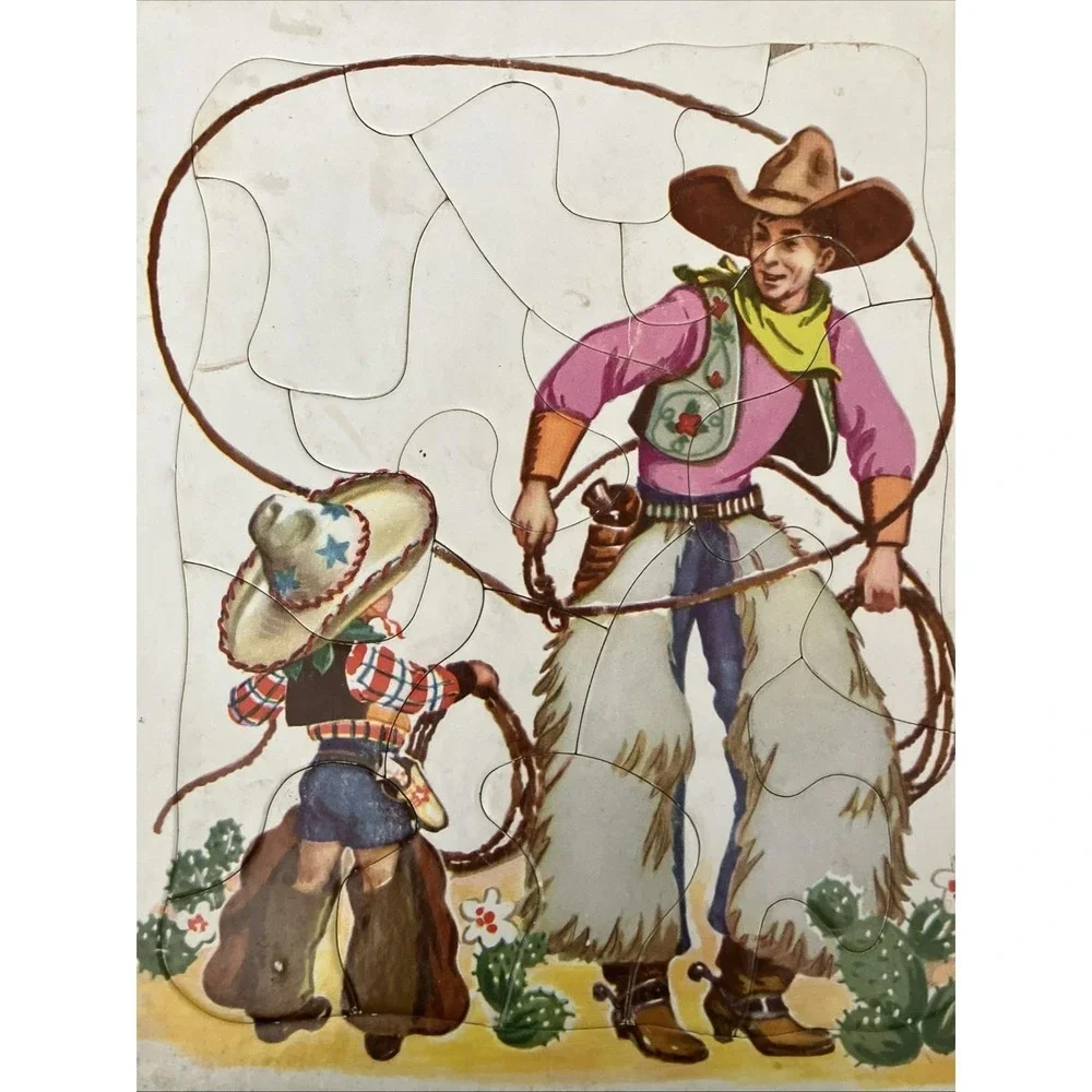 PLAYSKOOL Vintage  Little  Roping Cowboy Chaps PUZZLE Corrine Malvern‎ 805B